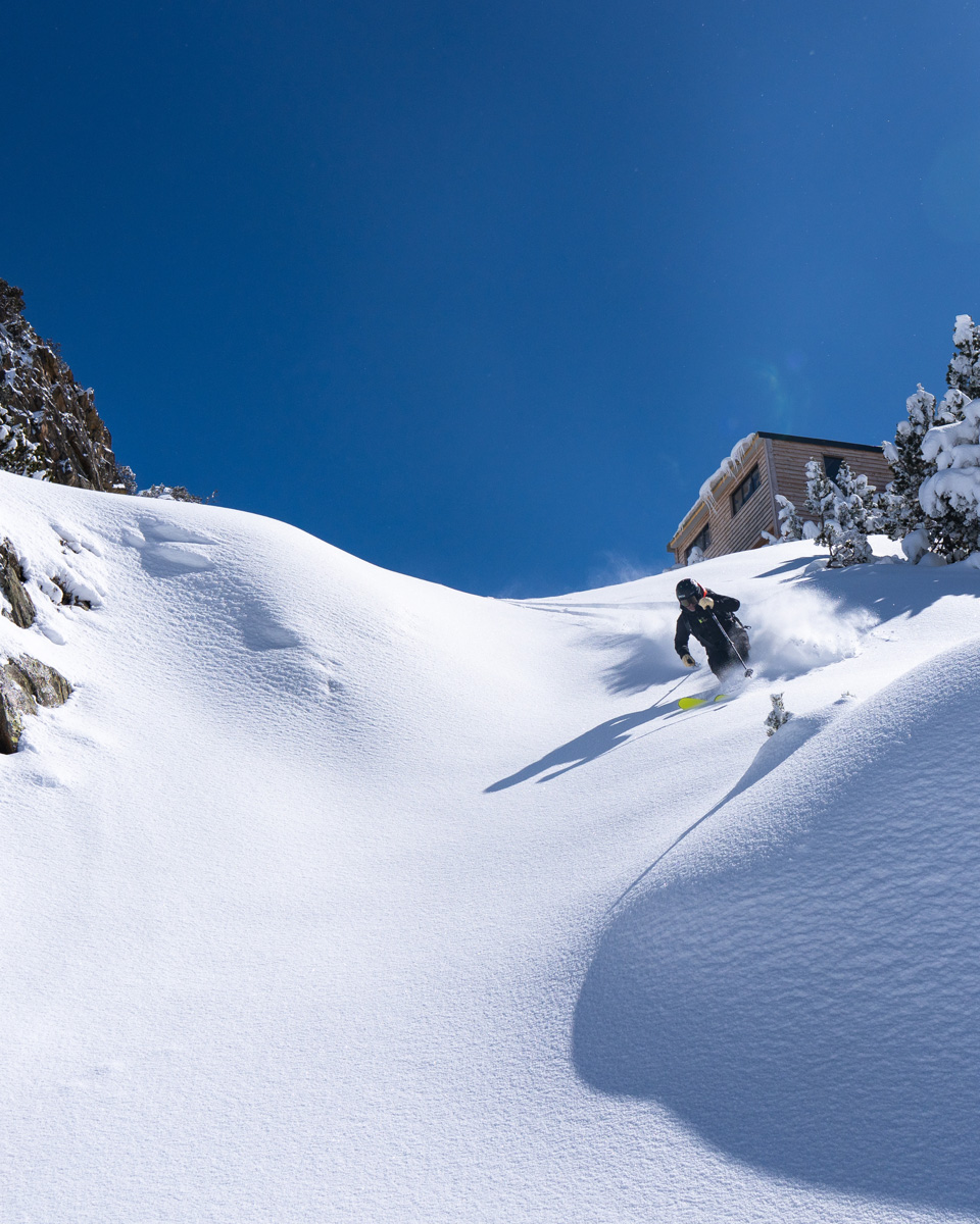 Ski instructor on a mountain ridge